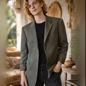 Men’s Vintage Mark Shale Gray Micro Fiber Blend Lined Blazer 38 Regular